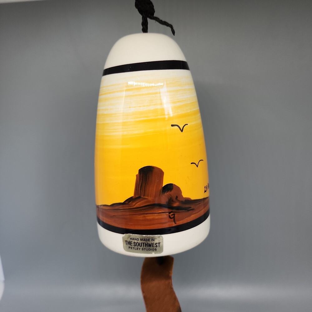 Vintage Southwestern Ceramic Wind Chime 5.5in 29 Palms Roadrunner Petley Studios